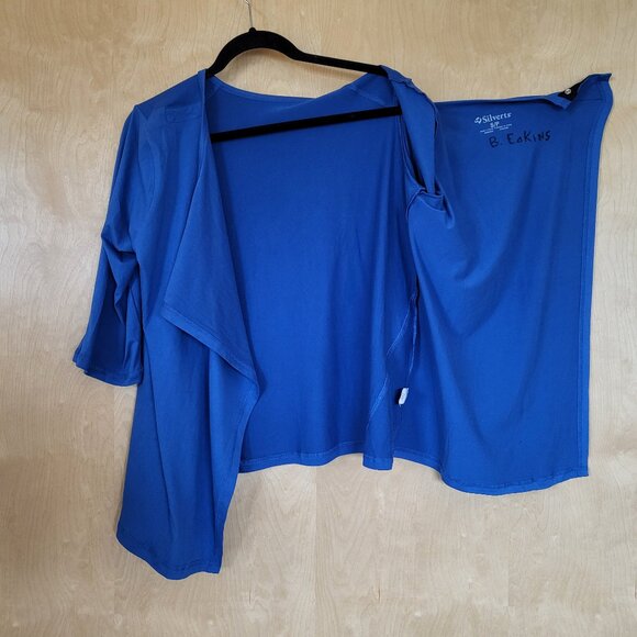 Silverts Open Back Adaptive Top 3/4 Sleeve Blue Size Small - Picture 5 of 10